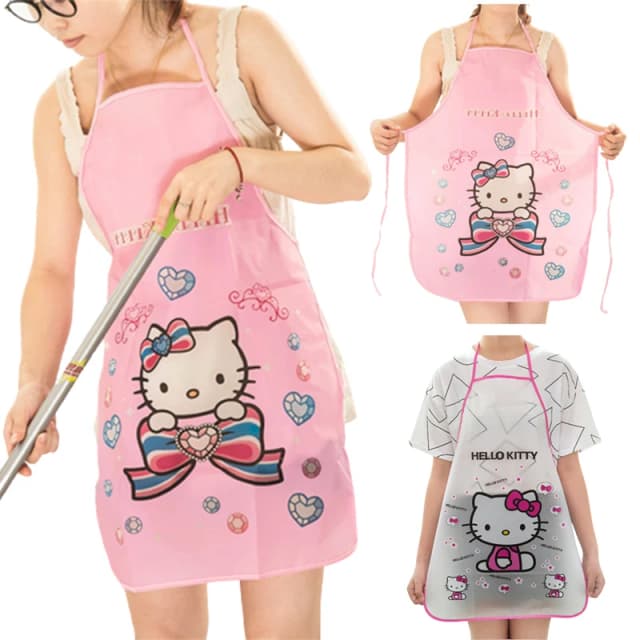 Sanrio Hello Kitty fartuch Anime kobiety kuchnia gospodarstwa domowego olejoodporny fartuch kuchenny wodoodporny bez rękawów czysty fartuch przeciwporostowy
