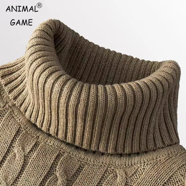 Nowy sweter z golfem Casual męski sweter z dzianiny z golfem utrzymuj ciepło męski sweter wełniany sweter