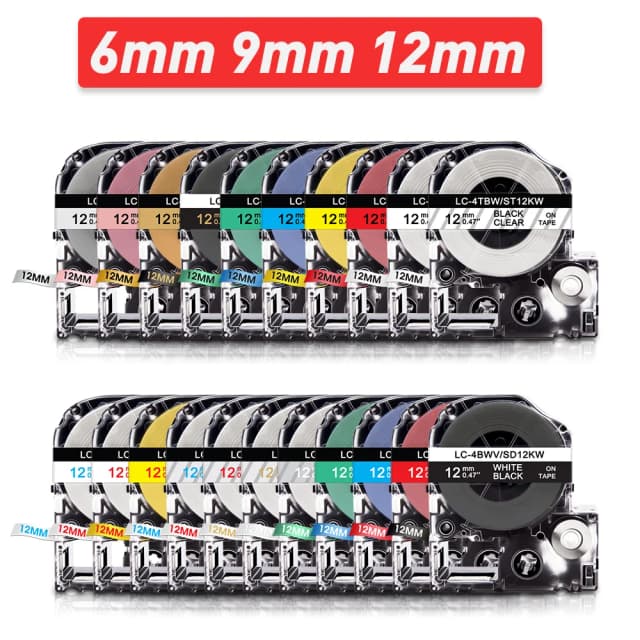 1szt Kompatybilna taśma etykietowa Epson SS12KW SS9KW SS6KW SS18KW SS24KW do drukarki EPSON LW-300 LW-400 LW-600P LW-700 LC-4WBN9