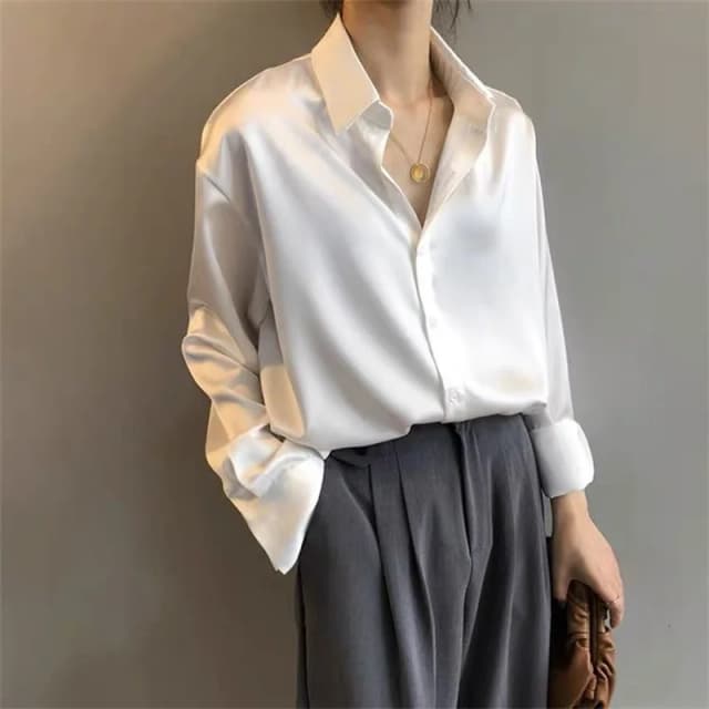 Kobieta w stylu wiosennym i jesiennym bluzki koszule Lady Casual z długim rękawem skręcić w dół kołnierz Blusas topy DF4849