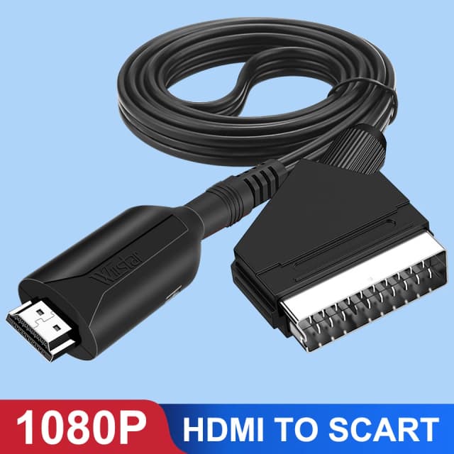 Konwerter audio wideo 1080P HDMI na SCART Adapter wejścia HDMI na wyjście Scart do HDTV DVD Sky Box STB z kablem zasilającym USB