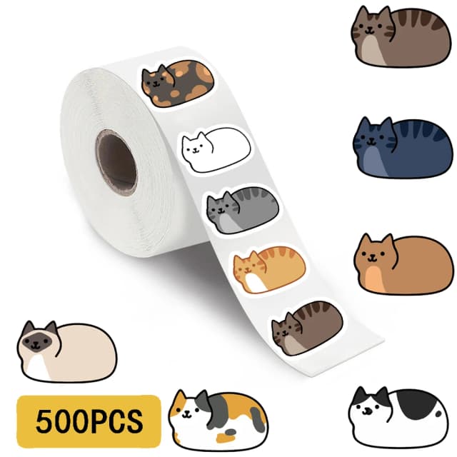 500 szt. Naklejek z kreskówkowymi kotami Kawaii – Wodoodporne naklejki winylowe na laptopa, bagaż, deskorolkę i telefon