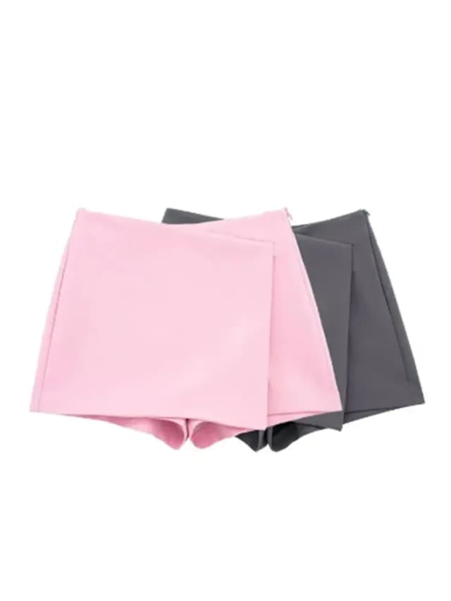 LAZVM moda damska asymetryczny styl Pareo samoprzylepne spodenki spódnice Vintage wysokiej talii boczny zamek błyskawiczny kobiece Skort Mujer