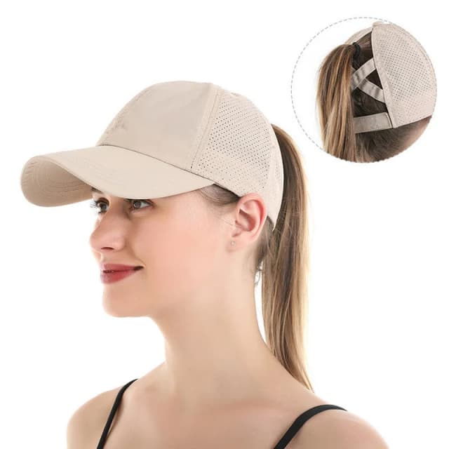 Letnia czapka z daszkiem w jednolitym kolorze Damska czapka z daszkiem Athleisure Cross Ponytail Hat Siatkowa szybkoschnąca czapka z daszkiem