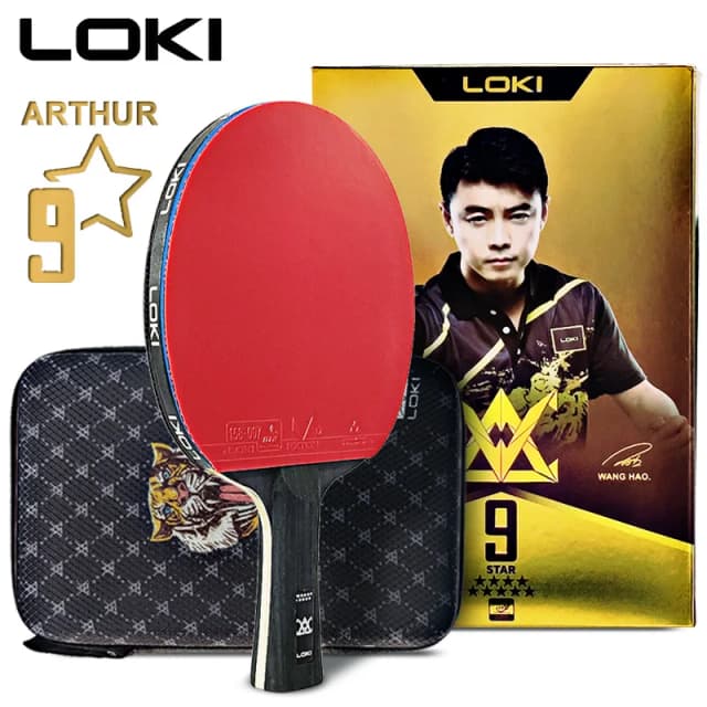 Rakieta do tenisa stołowego LOKI ARTHUR 9 Star Carbon Offensive Lekka rakietka do ping-ponga z lepką gumą Zatwierdzona przez ITTF