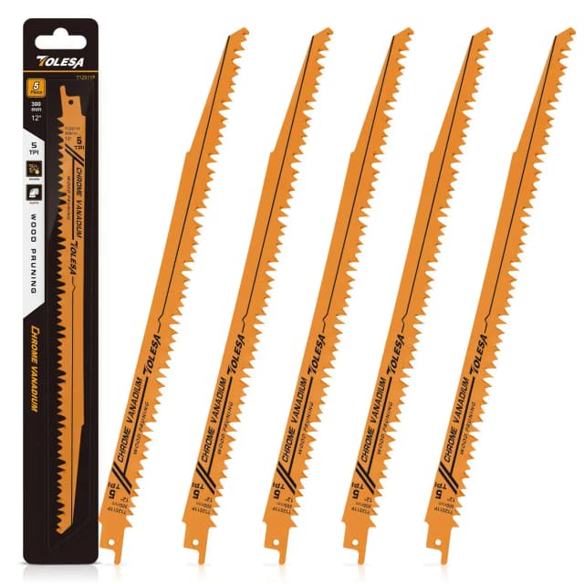 TOLESA 5PCS 5/6TPI Brzeszczoty do pił szablastych do przycinania drewna i PVC Brzeszczoty do pił szablastych CRV Sharp Ground Teeth
