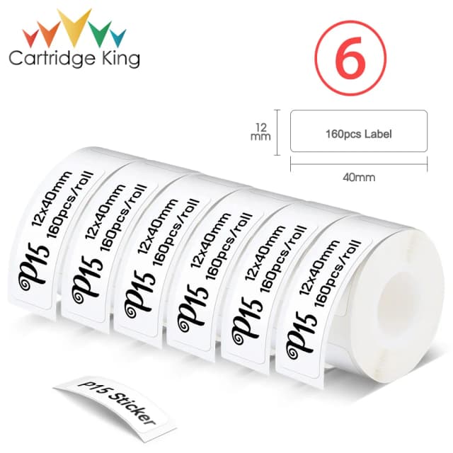 3 ~ 6PK biała taśma etykietowa do drukarki termicznej P15 papier do drukarki termicznej 12mm x 40mm 160 sztuk/rolka wodoodporny klej DIY naklejka do drukowania