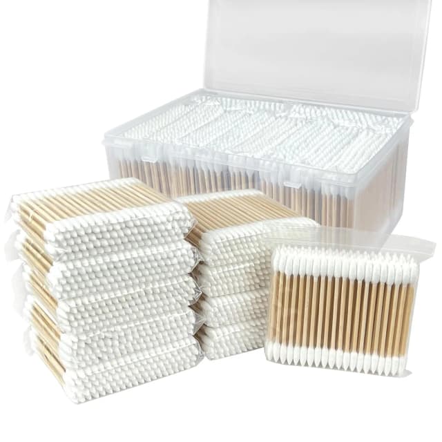 500/100 cotonetes de cabeça redonda, cotonetes de cabeça redonda dupla, bastões de bambu, ferramentas cosméticas pontiagudas de precisão para unhas