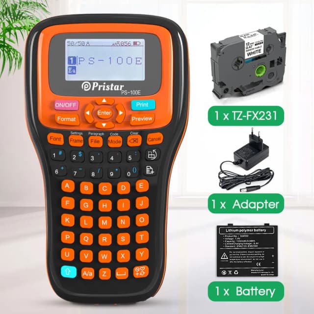 PS100E przenośna bezprzewodowa drukarka etykiet TZeFX231 przemysłowa drukarka etykiet kompatybilna z taśmami Brother P-touch Label Maker TZe231