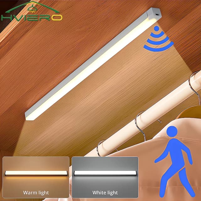 Lampki nocne z czujnikiem ruchu Bezprzewodowa lampa LED USB Akumulator magnetyczny do szafy Pokój Szafa Kuchnia Przejście Rurka Detektor Żarówka