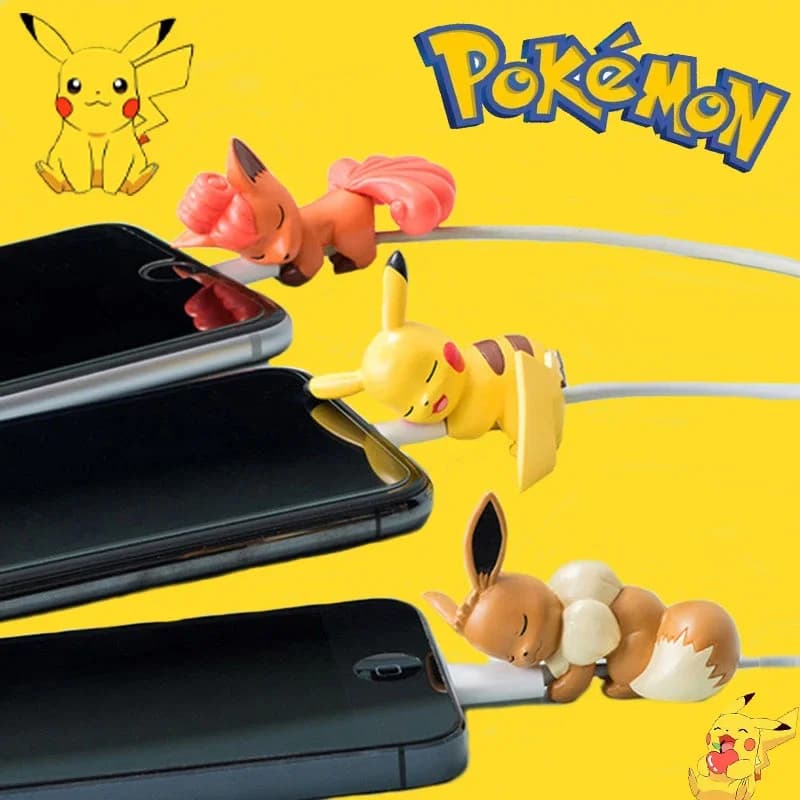 Pokemon Pikachu kabel do transmisji danych rękaw ochronny moda kreskówki rysunek klamra kabel do ładowania Usb gwint ugryzienie osłona ochronna zabawki
