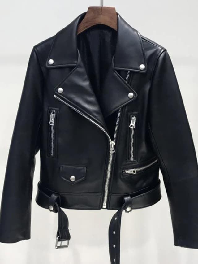FTLZZ nowa jesienna damska kurtka ze skóry sztucznej kobieta zamek błyskawiczny pas krótki płaszcz kobieta czarny Punk Bomber Faux Leather znosić