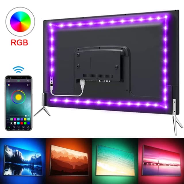 Oświetlenie LED do telewizora Taśma LED RGB Sterowanie Bluetooth 5V Taśma LED USB Elastyczna wstążka do podświetlenia telewizora Dekoracja pokoju