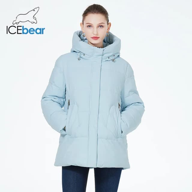 ICEbear 2023 damska kurtka zimowa ciepła zagęścić krótka odzież wierzchnia płaszcz wiatroszczelny z długim rękawem parka z zamkiem błyskawicznym z kapturem GWD3911I