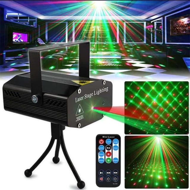 Przenośny pilot zdalnego sterowania oświetlenie sceniczne LED DJ KTV Disco projektor lampowy światła laserowe Flash na bożonarodzeniowe wesele Bar