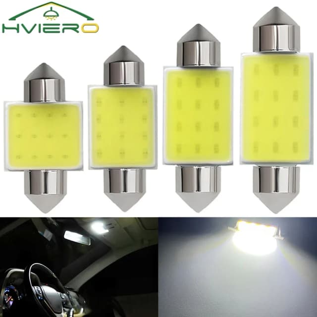 White Cob 12Led Festoon Dome Lights Reading Lamp 31mm 36mm 39mm 41mm C5W C10W Auto Led Door Backup Bulb Tail Bulbs DC 12V Trunk