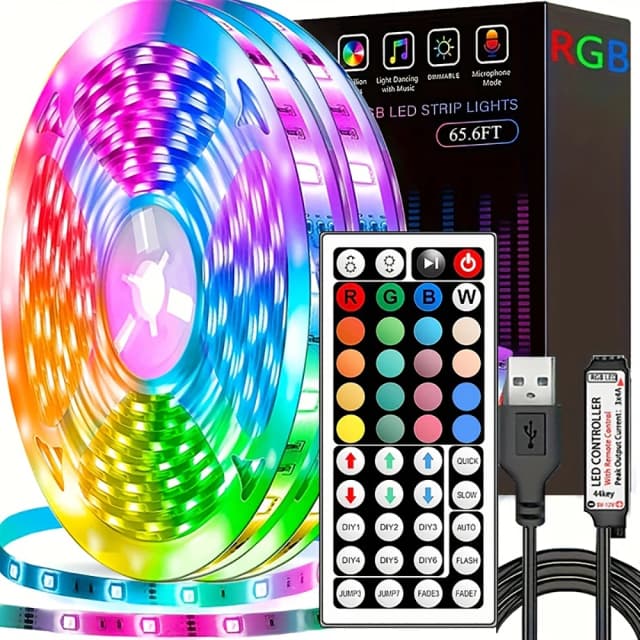 Taśmy LED z pilotem 44-klawiszowym 1m 5m 10m 20m RGB do dekoracji ścian, pokoju, domu, sypialni, na imprezę, jako podświetlenie TV