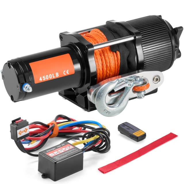 SucceBuy 4500lbs ATV/UTV Wciągarka elektryczna 12V z 39ft syntetyczną linką Bezprzewodowy i przewodowy pilot IP55 Wodoodporny do Jeepów