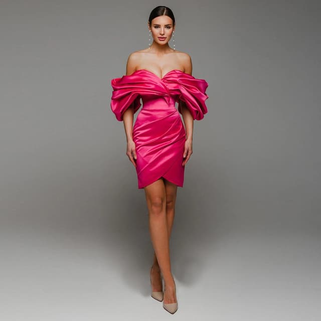Mini krótka sukienka na studniówkę dla kobiety z odkrytymi ramionami Prosta suknia imprezowa z plisowanym gorsetem bez rękawów Vestido De Novia Wykonane na zamówienie Tanie