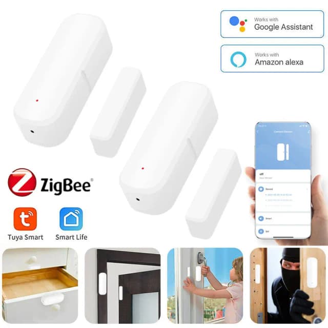 Tuya Zigbee czujnik okna drzwi inteligentny Alarm bezpieczeństwa otwarte zamknięte czujniki domowy czujnik antykradzieżowy czujnik kontaktowy drzwi Google Home Alexa