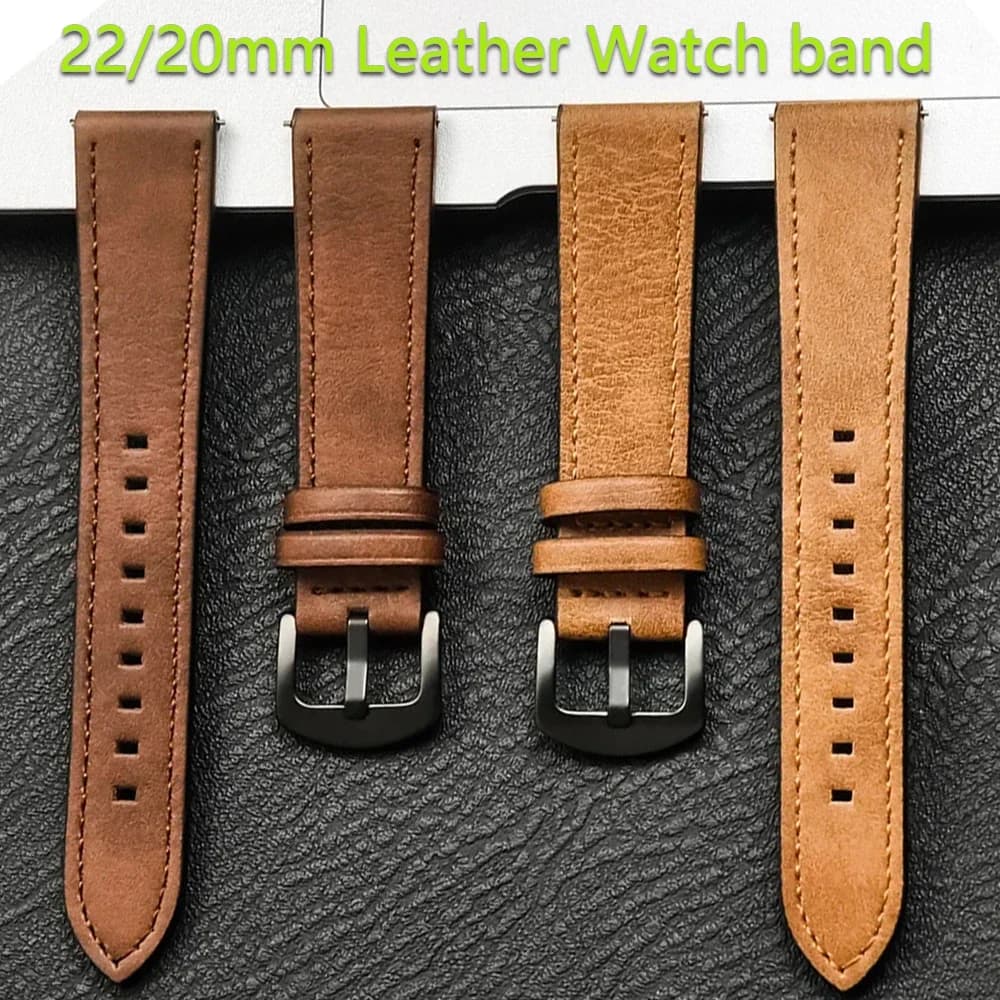 20mm 22mm Skórzany pasek do Samsung Galaxy Watch 7/6/5/4 40 44mm Gear Band Vintage Bransoletka do Xiaomi Redmi Watch 3 Lite/Active