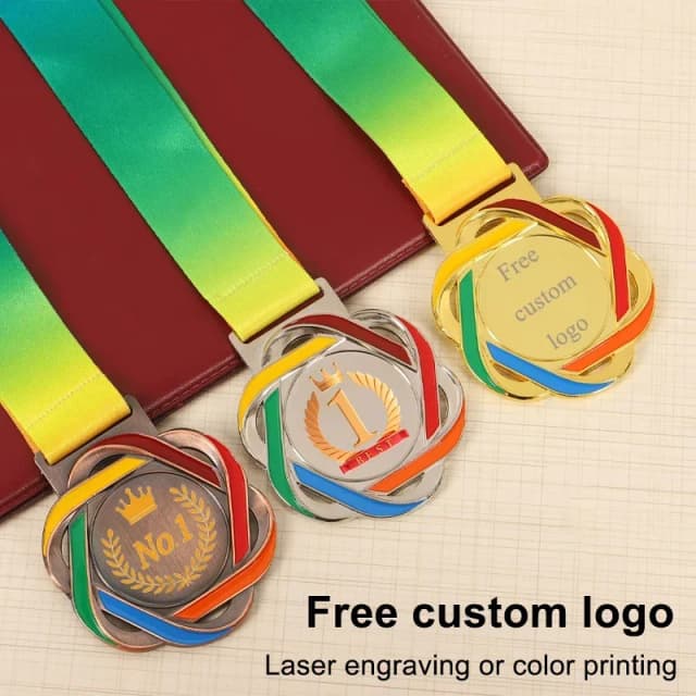 Bezpłatne spersonalizowane logo Medale sportowe Złoto Srebro Brąz Metalowy Medal Nagroda Spersonalizowana pamiątka dla zwycięzcy zawodów sportowych
