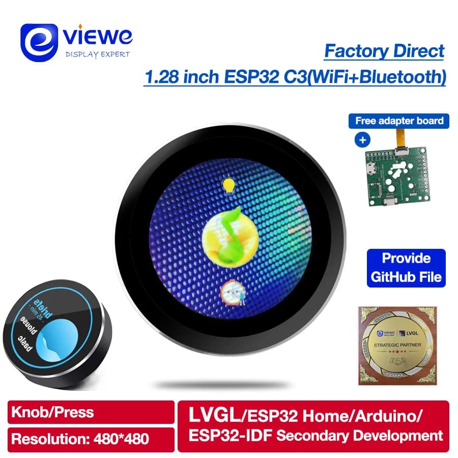 Płytka rozwojowa ESP32 LVGL 1,3 cala 240 * 240 Przełącznik pokrętła UART Inteligentny ekran wyświetlacza 1,28 cala IPS LCD TFT Moduł dla Arduino