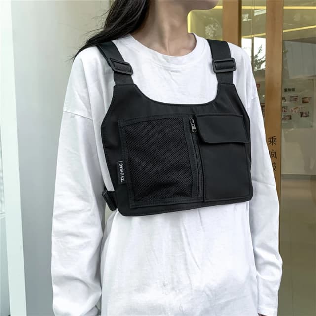 Hip-hopowa odzież uliczna unisex torba na klatkę piersiową wysokiej jakości nylonowe torby na klatkę piersiową wielofunkcyjny plecak z kamizelką taktyczną