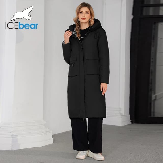 ICEbear zima 2024 kurtka damska dwustronna wysokiej jakości kurtka z kapturem na zamek błyskawiczny marka modna parka damska GWD4682I