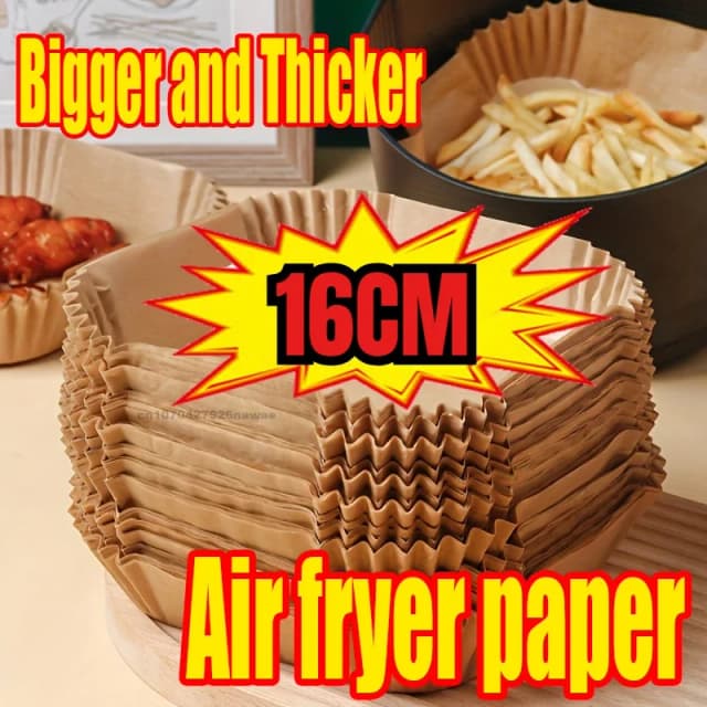 50 szt. Jednorazowych papierowych wkładek do frytkownicy beztłuszczowej, pochłaniające tłuszcz i zapobiegające przywieraniu, nieprzywierająca mata do pieczenia, duża wytrzymałość, kwadratowe.