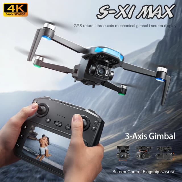 Profesjonalny dron S-X1 MAX 4K z kamerą HD, 3-osiowym gimbalem, GPS, bezszczotkowy, 5G WIFI, pilot z ekranem, zdalnie sterowany quadcopter RC, zabawki.
