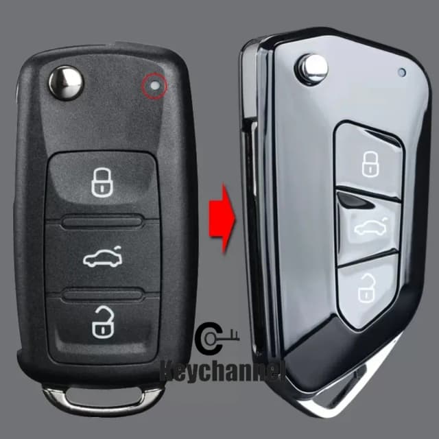 3-przyciskowy kluczyk samochodowy Zmodyfikowane składane etui na kluczyk Golf 8 Stylowe etui do Golfa Tiguan Polo Jetta Skoda Seat 5K0 837 202AD