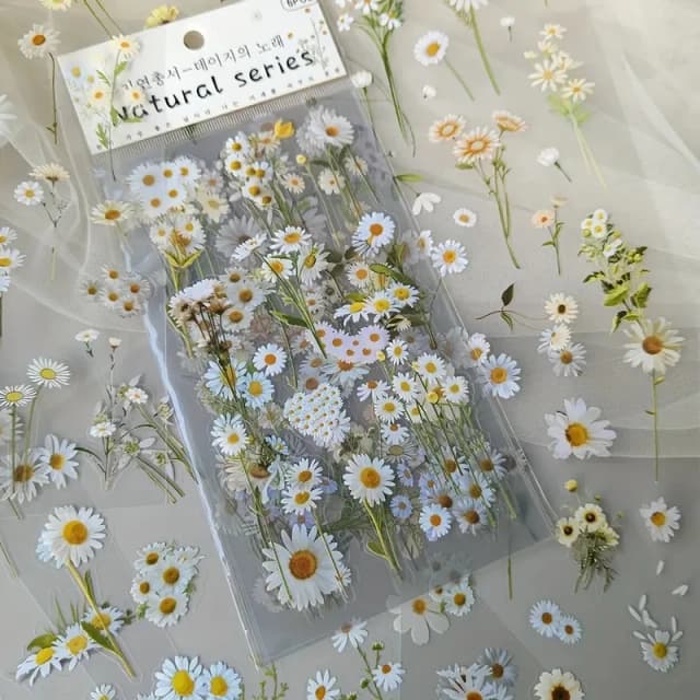 JIANQI 6 sztuk/opakowanie Przezroczyste naklejki PET Materiały do scrapbookingu DIY Junk Journal Kolaż Kwiatowe Liście Rośliny Naklejki Dekoracyjne