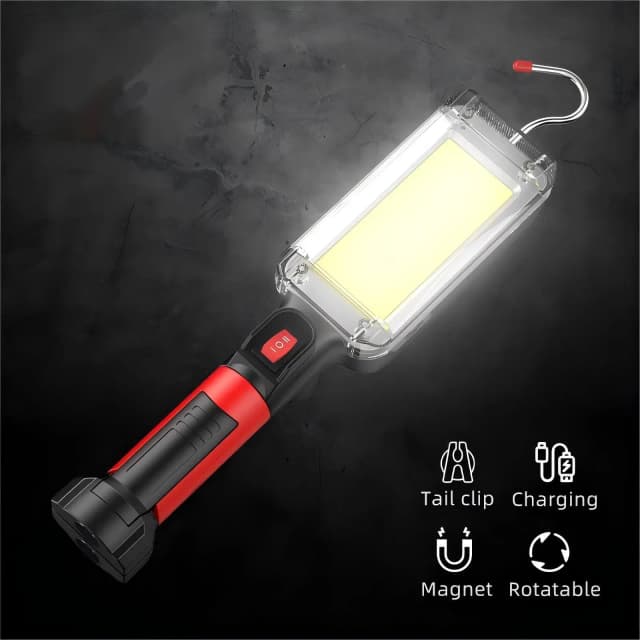Lampa robocza Led COB reflektor 8000 lm lampa akumulatorowa użyj 2*18650 bateria Led przenośna lampa magnetyczna z haczykiem wodoodporny