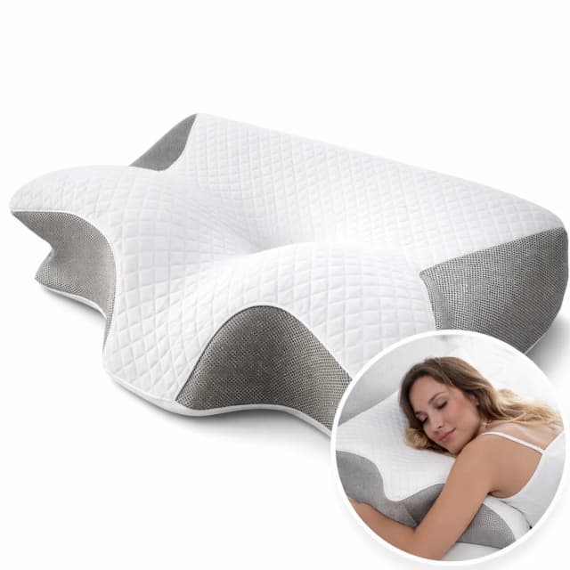 Ergonomiczna poduszka pod szyję dla osób śpiących na boku, plecach i brzuchu, profilowana poduszka podtrzymująca kręgosłup szyjny, łagodząca nacisk na ramiona.