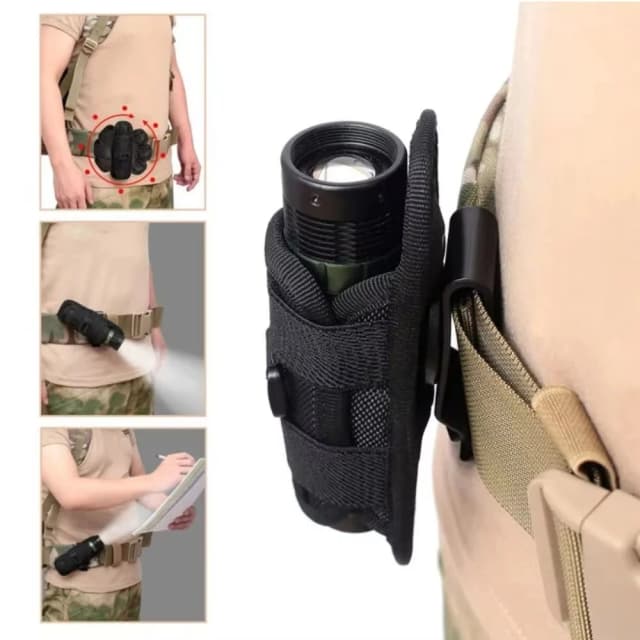 Taktyczna latarka etui na pasek torba na latarkę trwałe oświetlenie myśliwskie akcesoria zestawy survivalowe 360 ​​stopni kabura obrotowa latarka Case
