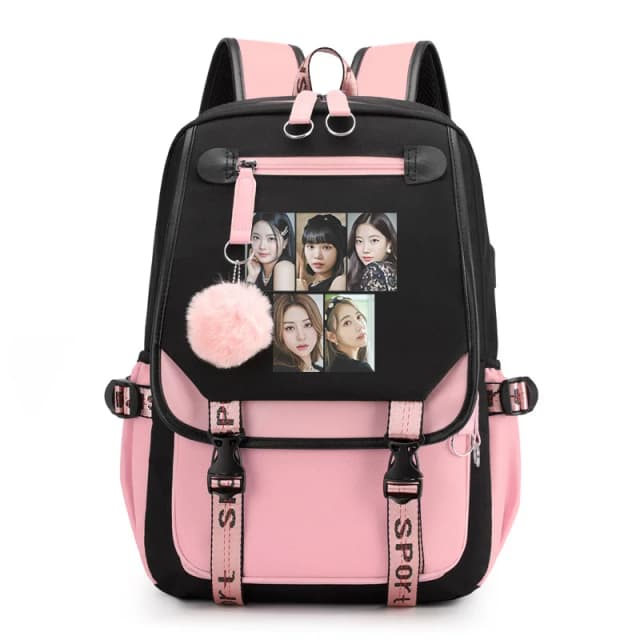 Nowe mody na co dzień koreański plecak ze wzorem kombinacji K-POP Casual Street fajny plecak USB wysokiej jakości plecaki na zamek błyskawiczny