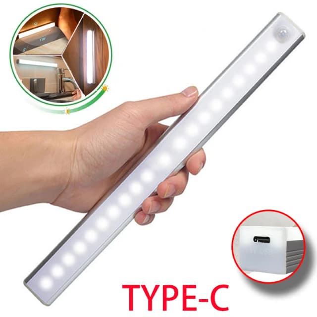 Lampka z czujnikiem ruchu Bezprzewodowa lampka nocna LED typu C Lampka z możliwością ładowania Szafka Lampa do szafy Podświetlenie schodów Do kuchni LED