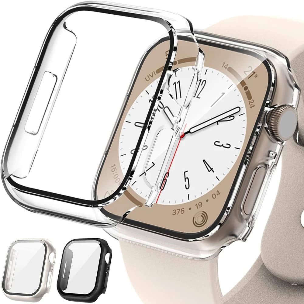 Szkło hartowane + osłona do Apple Watch 9 8 7 41 mm 45 mm 42 mm 38 mm Zderzak PC Etui ochronne na ekran iWatch serii 6 5 4 se 44 mm 40 mm