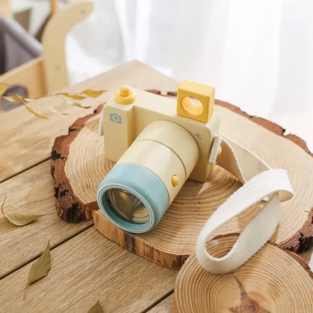 Drewniany aparat fotograficzny zabawki dla dzieci wisiorek Baby bloczek zabawki Montessori dla dzieci drewniane DIY prezentuje zabawki na zewnątrz na prezent dla pielęgniarki