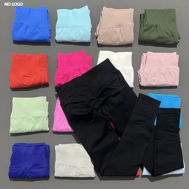 Legginsy damskie bez logo, wysoki stan, modelujące pośladki, bezszwowe, kontrolujące, kompresyjne legginsy sportowe do ćwiczeń fitness i jogi.