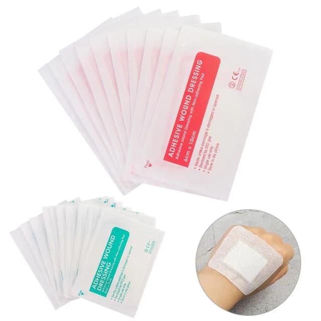10 sztuk 6x7cm 6x10cm oddychająca włóknina samoprzylepna opatrunek na ranę bandaż bandaż duża pomoc na rany hemostaza rany