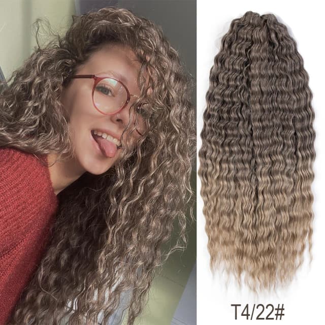 Szlachetne loki włosy fala wodna Twist szydełkowe włosy Ombre blond 25 cali warkocz syntetyczny włosy głęboka fala plecionka do przedłużania włosów