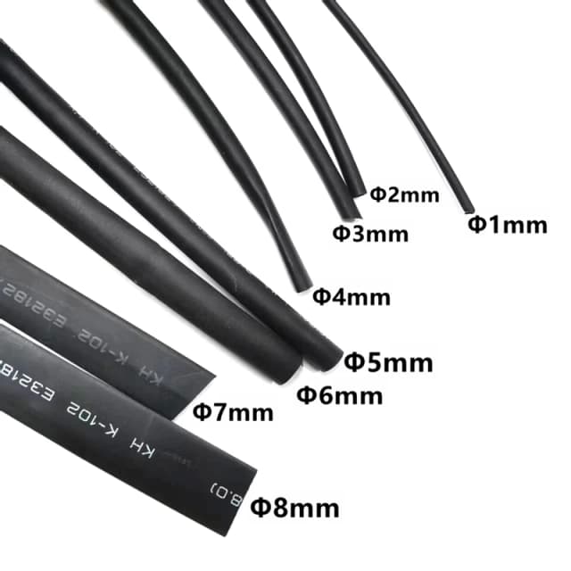 5 Metrów/LOT Czarna Rurka Termokurczliwa 1mm 1.5mm 2mm 3mm 4mm 5mm 6mm 7mm 8mm 10mm Czarna Tuleja Izolacyjna 125C