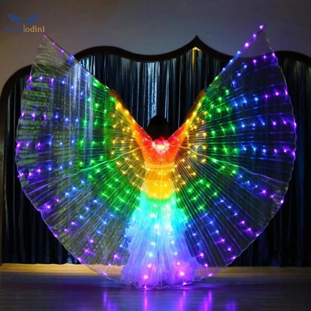 LED luminescencyjny kolorowy płaszcz dorosłe dzieci tancerze świecący motyl Isis Wing występ na scenie taniec brzucha rekwizyt do zdjęcia z imprezy
