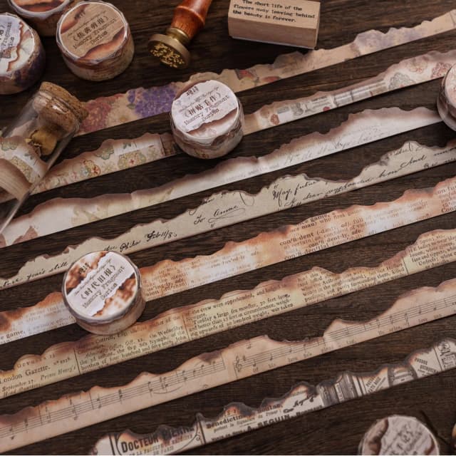 Vintage Old Burned Washi Tape Antique Looking Scrapbook Masking Tape Dekoracyjna taśma samoprzylepna do dziennika Diary Planner Craft